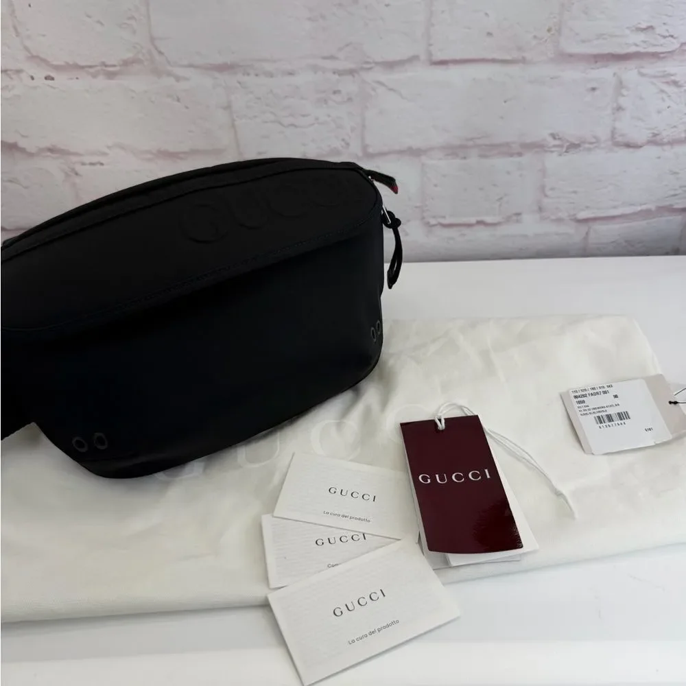 Gucci Nexus Web Interlocking Black Belt Bag Unisex NEW